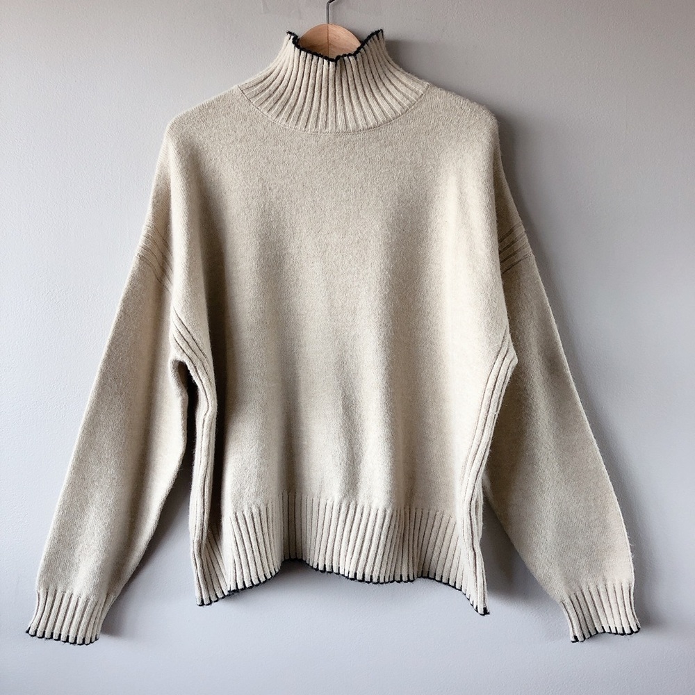 Max Studio Sweater Large off-white turtle neck sweater women’s - Picture 4 of 14